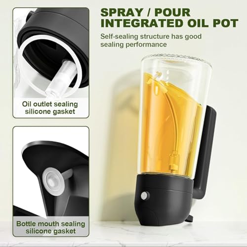 VeriXpress 500ml 2 in 1 Glass Oil Spray Bottle and Dispenser for Kitchen with Nozzle, for Air Fryer, Roasting and Frying, Oil and Vinegar, Pourer and Sprayer Bottle (Multicolor) - Image 4