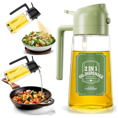 VeriXpress 500ml 2 in 1 Glass Oil Spray Bottle and Dispenser for Kitchen with Nozzle, for Air Fryer, Roasting and Frying, Oil and Vinegar, Pourer and Sprayer Bottle (Multicolor) - Image 1