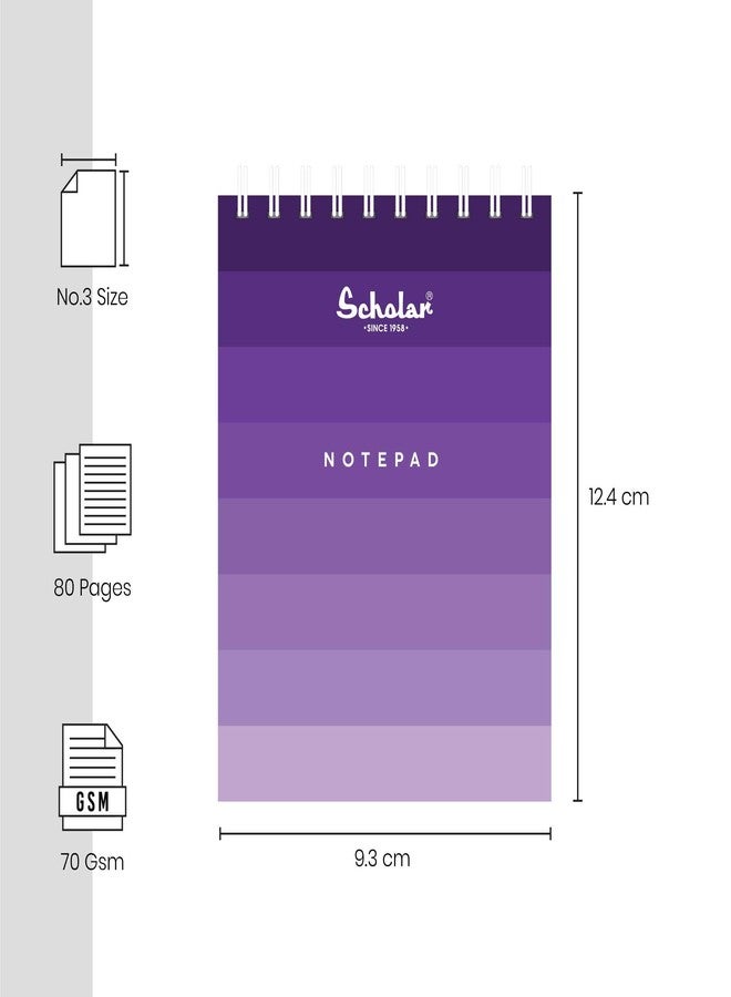 Scholar Premium Top Bound Spiral Notepad - 70 GSM Paper | 40 Sheets Each | Laminated Cover Mini Spiral Notebook for Quick Notes, Office, School & Travel (A7) (Pack of 10) - Image 2