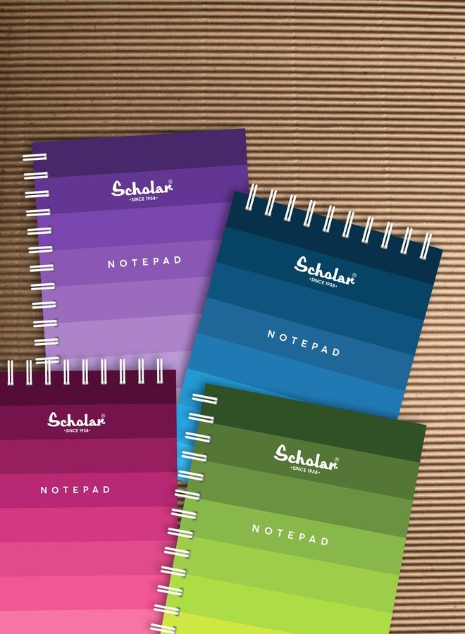 Scholar Premium Top Bound Spiral Notepad - 70 GSM Paper | 40 Sheets Each | Laminated Cover Mini Spiral Notebook for Quick Notes, Office, School & Travel (A7) (Pack of 10) - Image 1