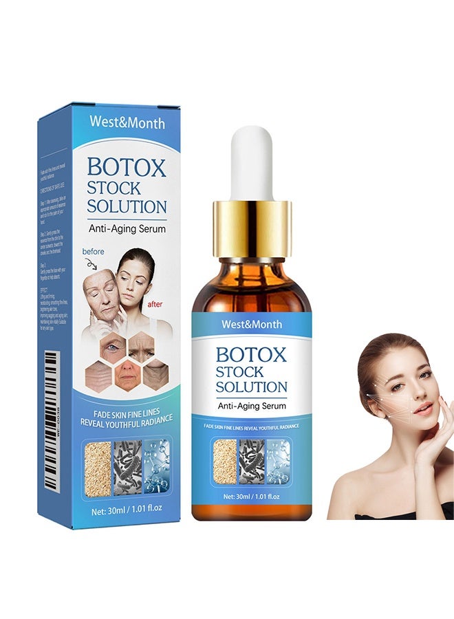 Botox Stock Solution Anti-Aging Serum, Botox Facial Serum for Women,Vitamin C Serum & Collagen Face Serum for Reducing Fine Lines & Wrinkles, Nourishing and Plump Skin, 30ml