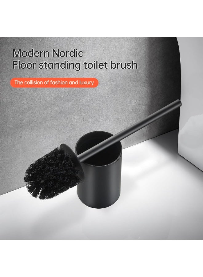 فرشاة المرحاض مع حامل مجموعة الفولاذ المقاوم للصدأ 304 فرشاة تنظيف المرحاض للحمام طابق مستدير واقف فرشاة وعاء المرحاض (أبيض) - Image 3