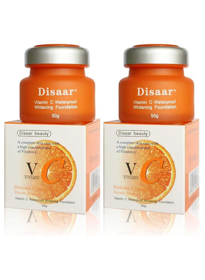 Disaar Vitamin C Waterproof Whitening Foundation, Orange 50g, 2 pieces - Image 1