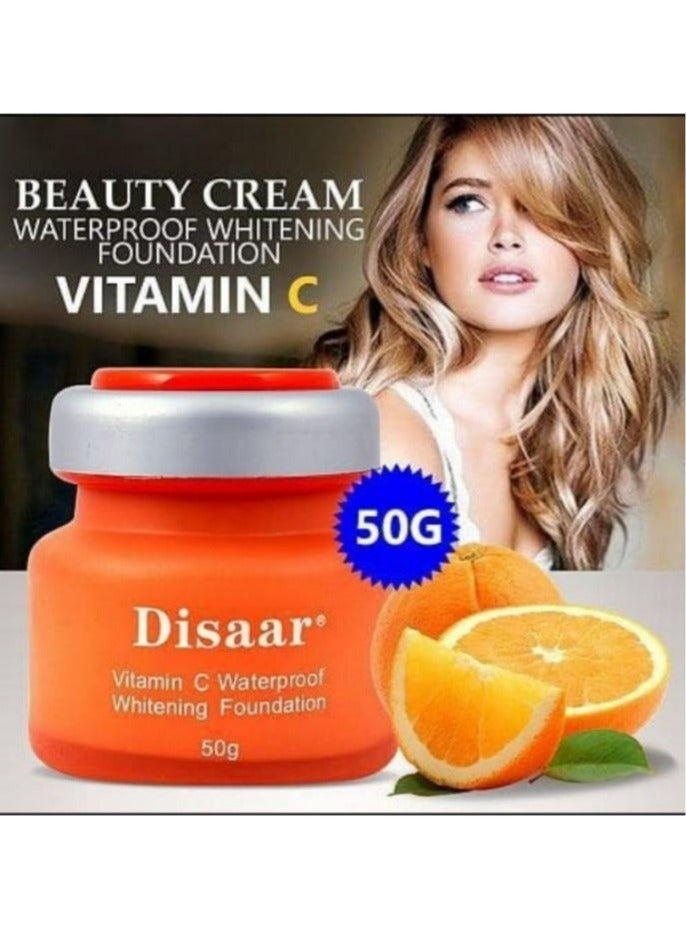 Disaar Vitamin C Waterproof Whitening Foundation, Orange 50g, 2 pieces - Image 2