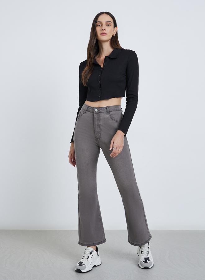 ستايلي جينز بوت كت بخصر متوسط مغسول ستايلي - Image 1