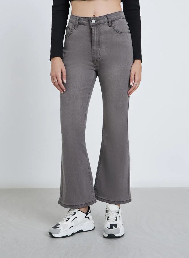 ستايلي Styli Mid Rise Bootcut Washed Jeans