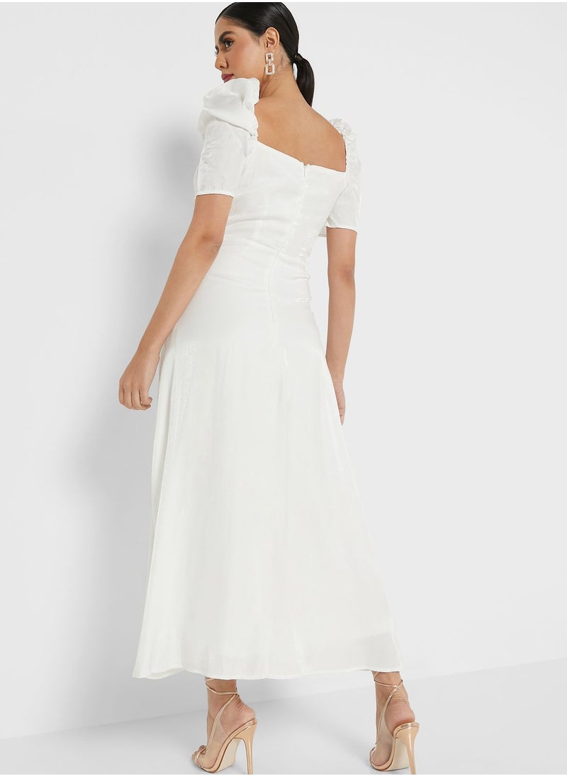 ELLA - Puff Sleeve A-Line Dress - Image 1
