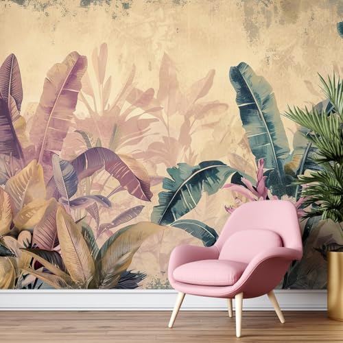 PAPER PLANE DESIGN Exquisite Tropical Vintage Banana Tree Wall Mural Wallpaper. Full Wall Coverage. (Ds-5) (6 X 8 FEET, Vinyl - Self Adhesive) - Image 1