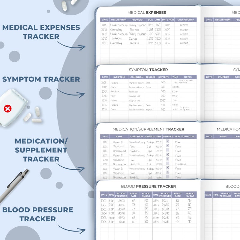 Clever Fox Compact A5 Medical Planner 12-Month â€“ Medical Notebook, Health Diary, Wellness Journal to Track Health â€“12 Months (Windy Blue) - Image 5
