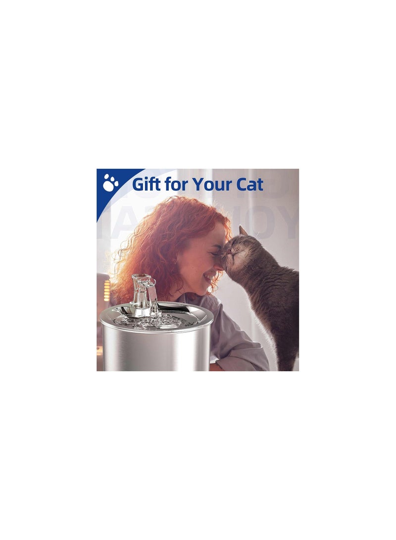 DUBKART 2L Cat Water Fountain Multiple Filter Stainless Steel Pet Water Fountain Safety Silent Water Pump Buoy water level detection - Image 5