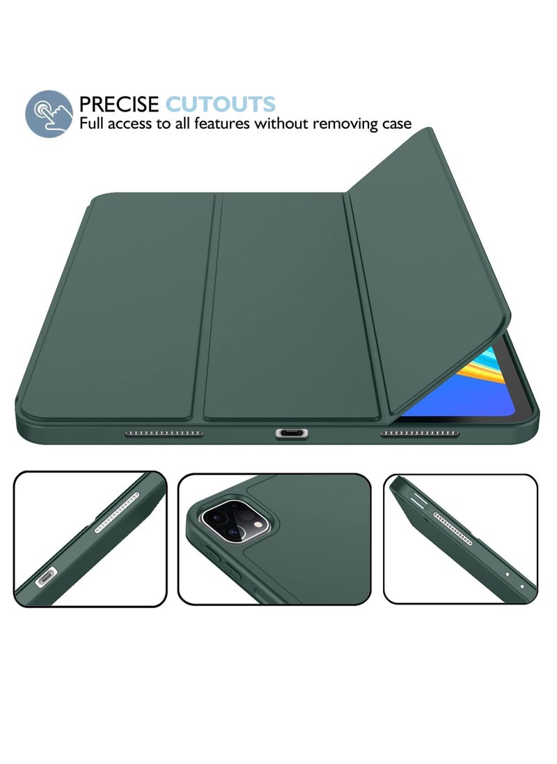 New iPad Pro 11 Inch Case 2022 4th Gen 2021 3rd Gen with Pencil Holder Support iPad 2nd Pencil Charging Pair Trifold Stand Smart Case with Soft TPU Back Auto Wake Sleep