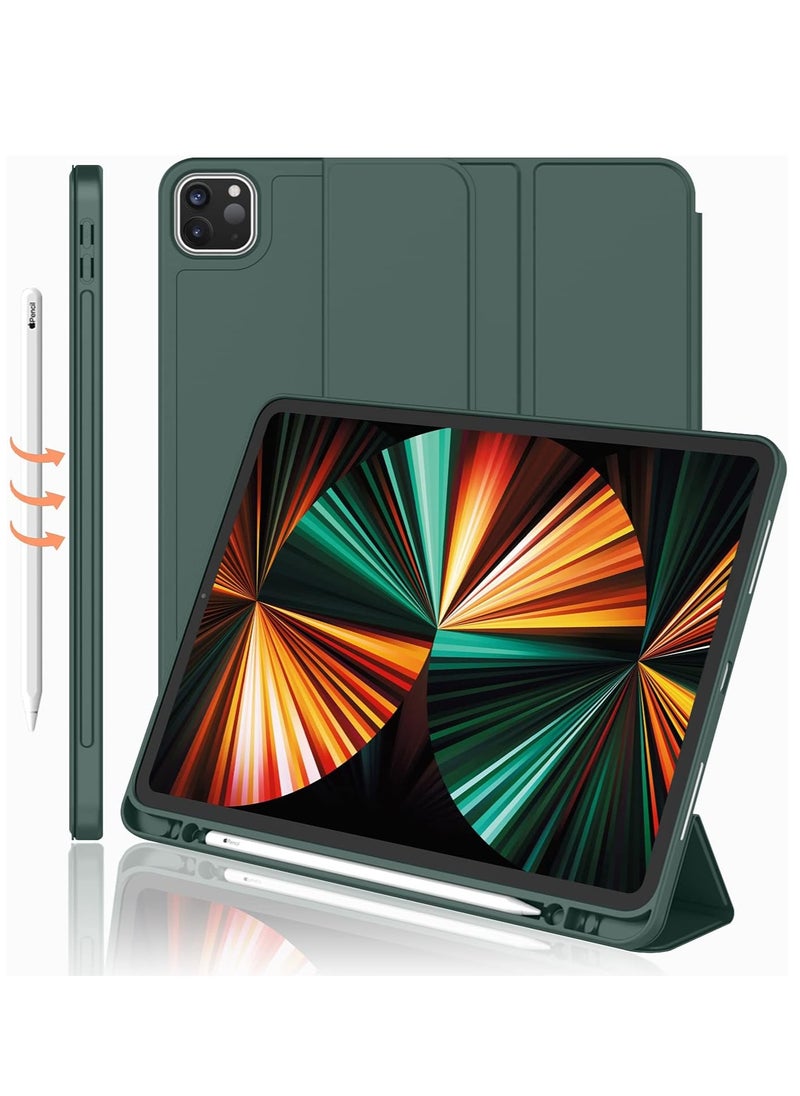 New iPad Pro 11 Inch Case 2022 4th Gen 2021 3rd Gen with Pencil Holder Support iPad 2nd Pencil Charging Pair Trifold Stand Smart Case with Soft TPU Back Auto Wake Sleep