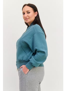 Adidas Women Plus Size Long Sleeves Running Sweatshirt, Green  - Image 2
