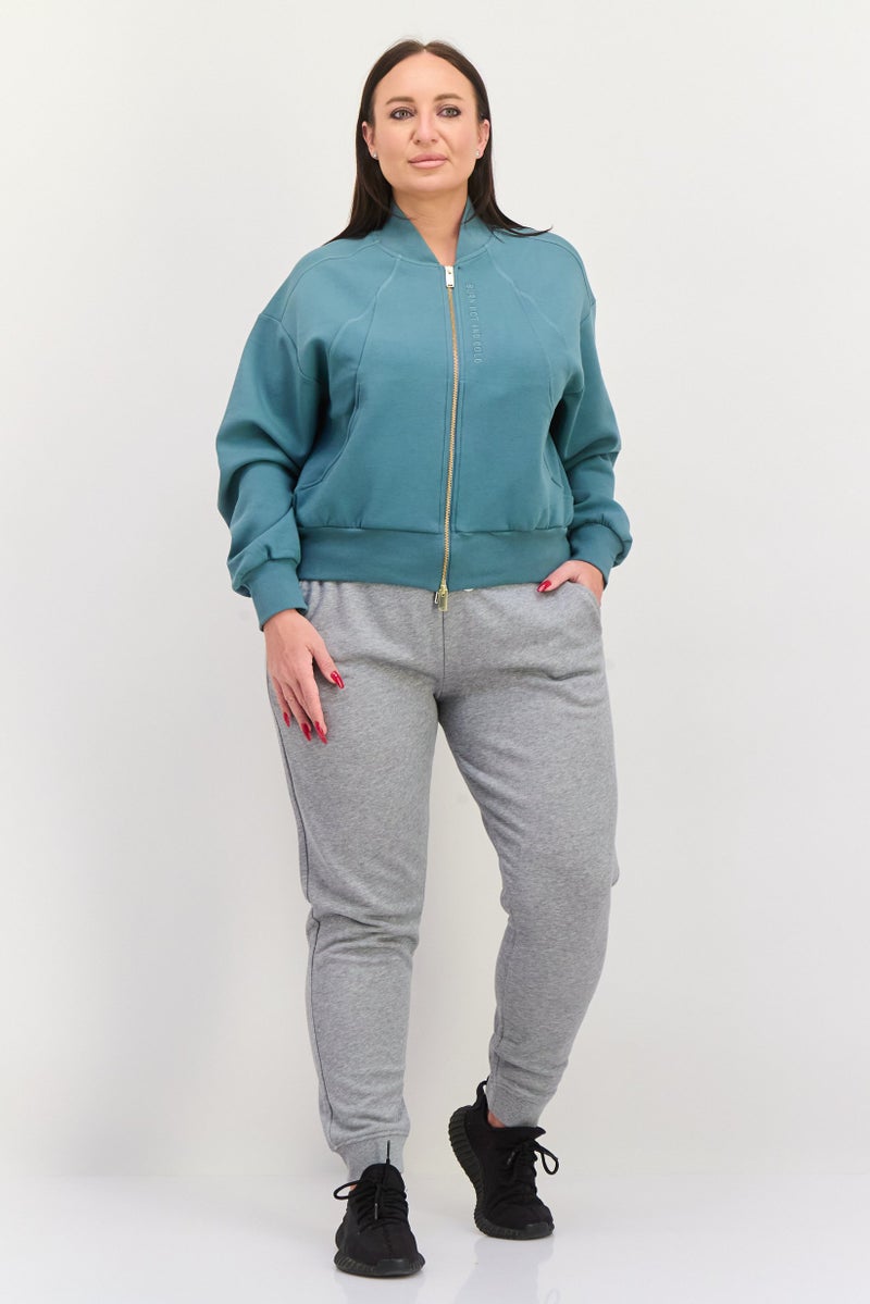 Adidas Women Plus Size Long Sleeves Running Sweatshirt, Green  - Image 4