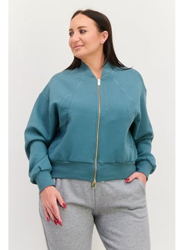 Adidas Women Plus Size Long Sleeves Running Sweatshirt, Green  - Image 1