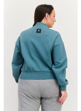 Adidas Women Plus Size Long Sleeves Running Sweatshirt, Green  - Image 3