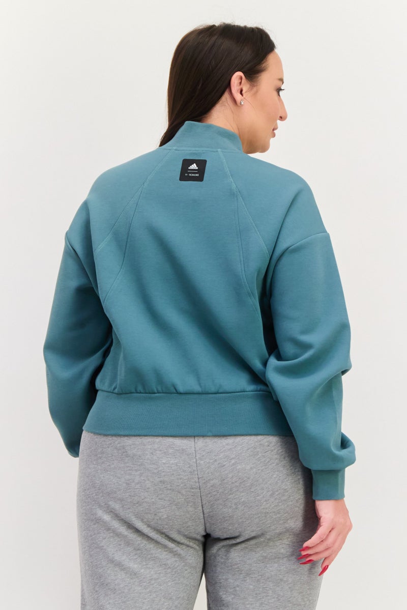 Adidas Women Plus Size Long Sleeves Running Sweatshirt, Green  - Image 3