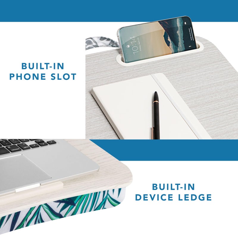 LAPGEAR Designer Lap Desk with Phone Holder and Device Ledge - Tropical Palm Leaves - Fits up to 15.6 Inch Laptops - Style No. 45427 - Image 4