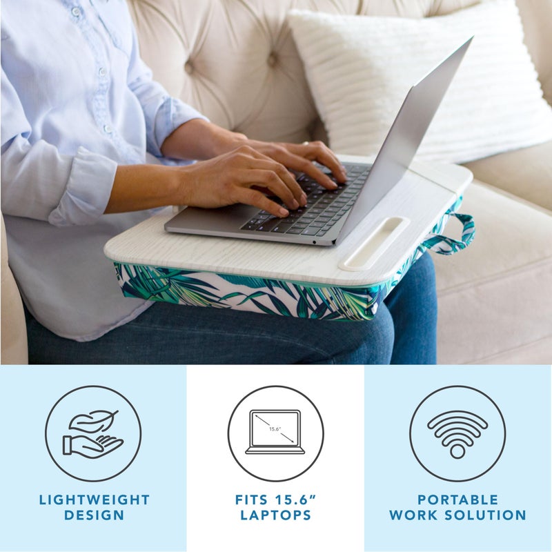 LAPGEAR Designer Lap Desk with Phone Holder and Device Ledge - Tropical Palm Leaves - Fits up to 15.6 Inch Laptops - Style No. 45427 - Image 2