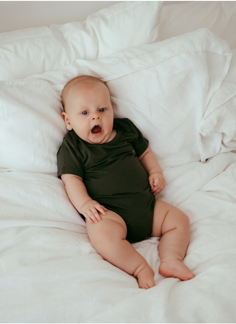 Anvi Baby Organic Bamboo Spandex Bodysuit- Dark Green 3 to 6 months  - Image 4