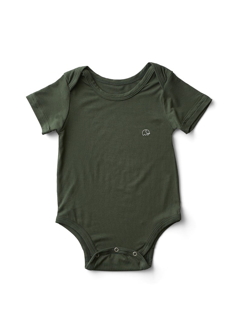 Anvi Baby Organic Bamboo Spandex Bodysuit- Dark Green 3 to 6 months  - Image 1
