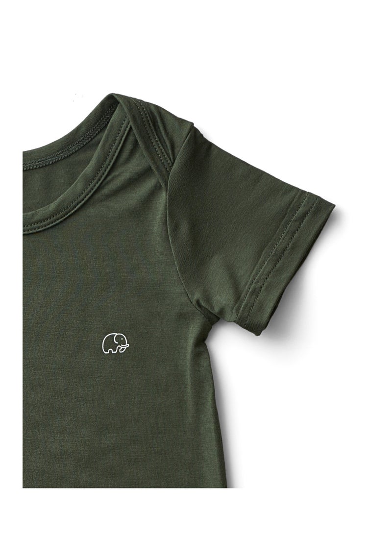 Anvi Baby Organic Bamboo Spandex Bodysuit- Dark Green 3 to 6 months  - Image 2