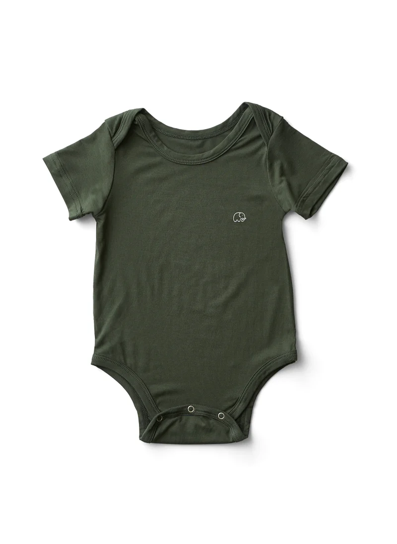 أنفي بيبي Organic Bamboo Spandex Bodysuit- Dark Green 3 to 6 months