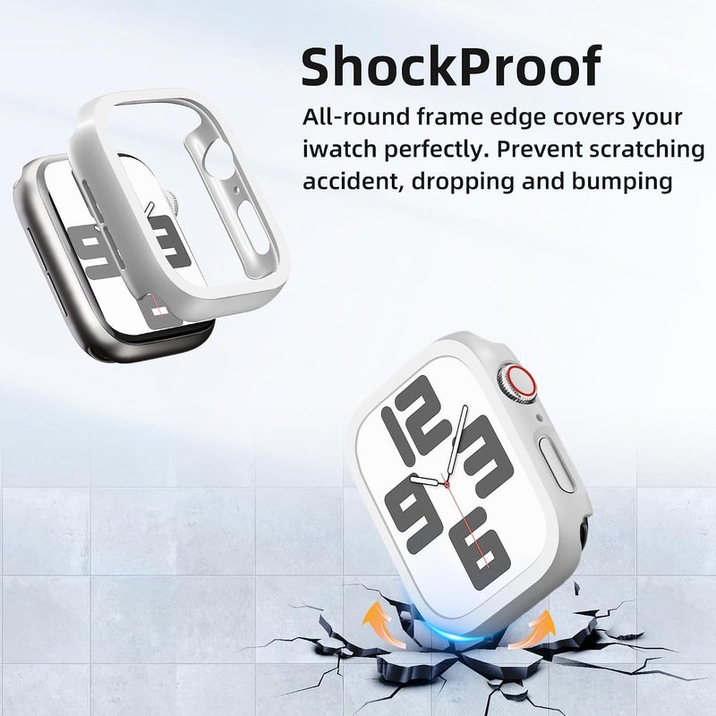 2 Pack [NO Screen Protector] Bumper Case for Apple Watch SE 3 (2025)/ SE2/ SE/Series 6/5/4 44mm, Slim Thin Shockproof Bumper Cover, Hard PC Protective Frame All-Around Edge, White - Image 4
