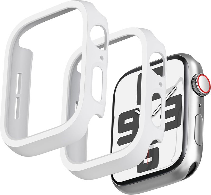 2 Pack [NO Screen Protector] Bumper Case for Apple Watch SE 3 (2025)/ SE2/ SE/Series 6/5/4 44mm, Slim Thin Shockproof Bumper Cover, Hard PC Protective Frame All-Around Edge, White - Image 1