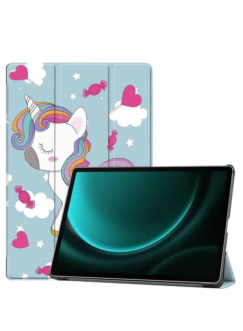 Case for Samsung Galaxy Tab S9 FE Plus 12.4 Inch 2023 SM-X610/SM-X616 Premium Leather Flap Tablet Case with Stand Function Auto Wake/Sleep Cover (Unicorn) - Image 1