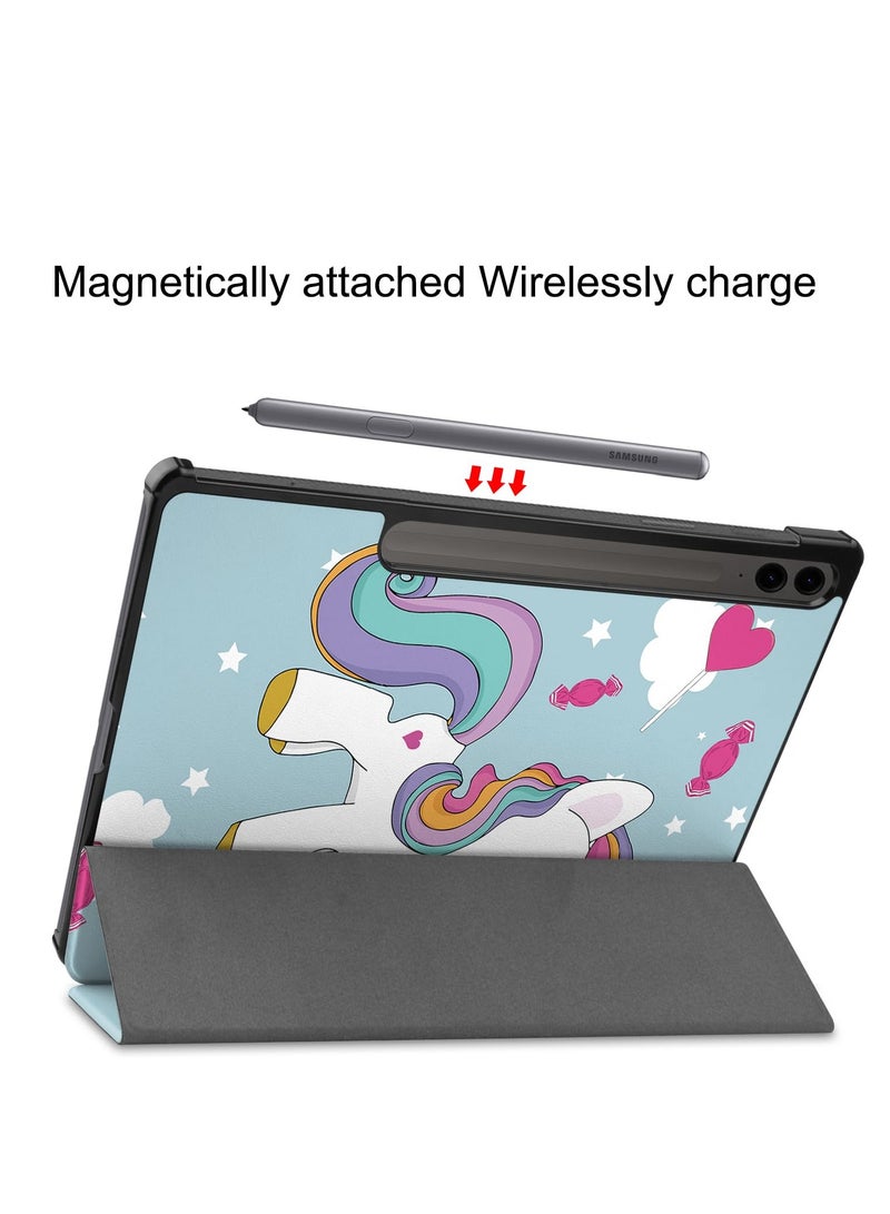 Case for Samsung Galaxy Tab S9 FE Plus 12.4 Inch 2023 SM-X610/SM-X616 Premium Leather Flap Tablet Case with Stand Function Auto Wake/Sleep Cover (Unicorn) - Image 4