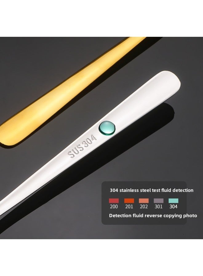 304 Stainless Steel Seasoning Spoon Golden Coffee Spoon Dessert Spoon Household Children's Spoon Salt Special Spoon-Specifications:11cm Small Round Spoon (gold)  - Image 4