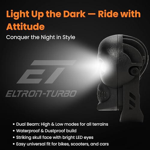 ELTRON TURBO Imported 1 Year Warranty Skull Original Design 12-24V 120W DC Power Led Bright Fog Light Waterproof Spotlight Universal Fit For All Bikes,Scooties,Car (Pack of 2, Yellow, White, Switch) - Image 3