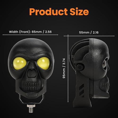 ELTRON TURBO Imported 1 Year Warranty Skull Original Design 12-24V 120W DC Power Led Bright Fog Light Waterproof Spotlight Universal Fit For All Bikes,Scooties,Car (Pack of 2, Yellow, White, Switch) - Image 5