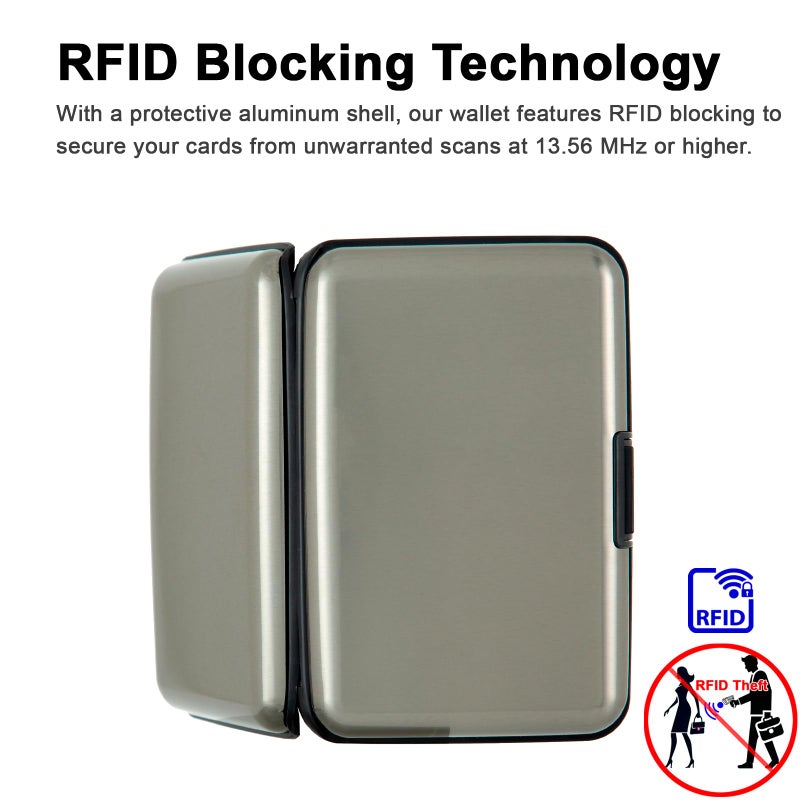 Kaabao Credit Card Holder, RFID Blocking Metal Card Wallet for Women Men Slim ID Card Holders Protector Aluminum Business Hard Case (Grey) - Image 3