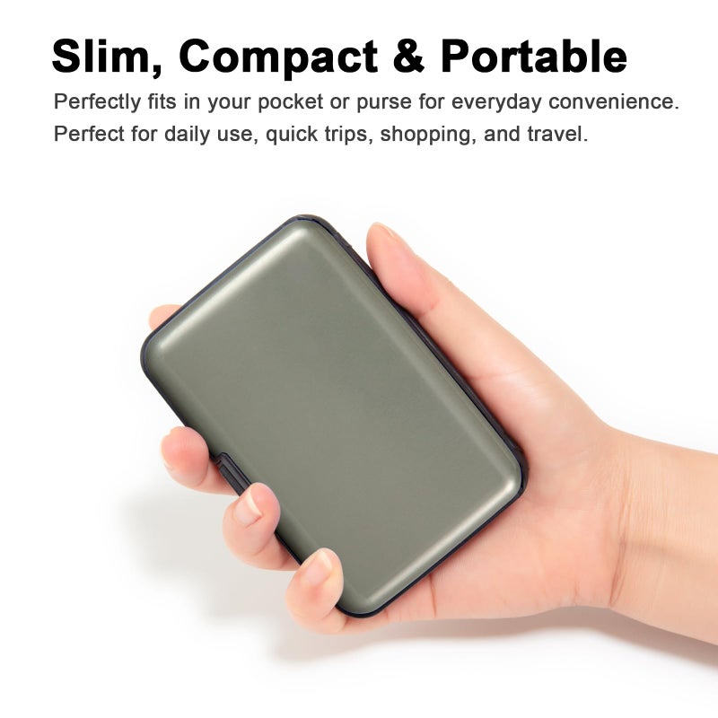 Kaabao Credit Card Holder, RFID Blocking Metal Card Wallet for Women Men Slim ID Card Holders Protector Aluminum Business Hard Case (Grey) - Image 2