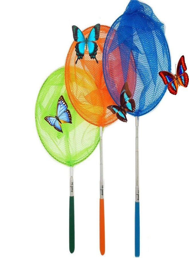 M-jump #1 M-jump 3 Pack Colored Telescopic Butterfly Nets - Great for Catching Insects Bugs Fishing - Outdoor Toy for Kids Playing - Extendable from 6.8" to 34"… - Image 1