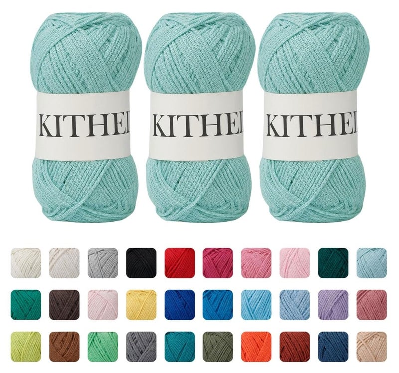 KITHED Cotton Yarnï¼Œ10.5ozï¼Œ526yardï¼Œ3 Pack ï¼ŒSoft Yarn for Crocheting and Knitting (13 Aqua) - Image 1