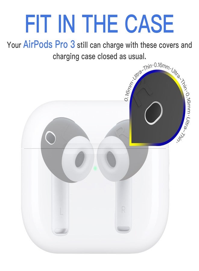 DamonLight [Fit in Case] 3 Pairs Cover for AirPods Pro 3 DamonLight Anti Scratches Add Grip Sport Ear Tips [US Patent Registered] Compatible with AirPods Pro 3rd Generation 2025 (Gray) - Image 2