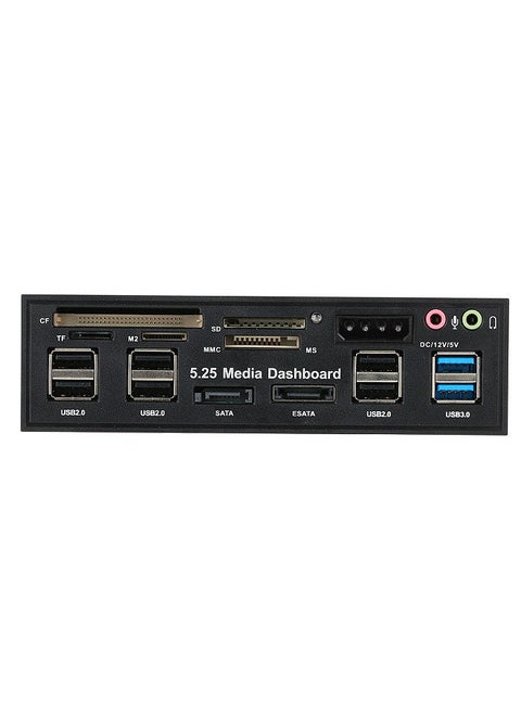 Multi-Function USB 3.0 Hub eSATA SATA Port Internal Card Reader PC Dashboard Media Front Panel Audio for SD MS CF TF M2 MMC Memory Cards Fits 5.25