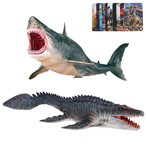 EOIVSH Megalodon  Mosasaurus Realistic Dinosaur Toys Set Ocean Sea Monster Figures for Party Favors Collection Birthday Gifts - Image 1