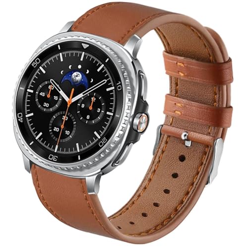 Sankel Compatible for Samsung Galaxy Watch 8 40mm 44mm/8 Classic 46mm Bands Leather, Women Men Genuine Leather Sport Replacement Strap Adjustable Wristbands Band for Galaxy Watch 8/8 Classic (Brown) - Image 1