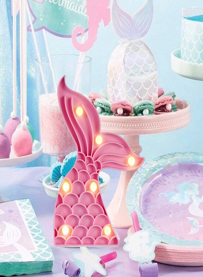 JunyRuny Mermaid Birthday Decorations for Girls, Light Up Mermaid Tail Sign for Party, Pink Little Mermaids Party Decorations for her, Under the Sea Baby Shower Decorations - Image 5