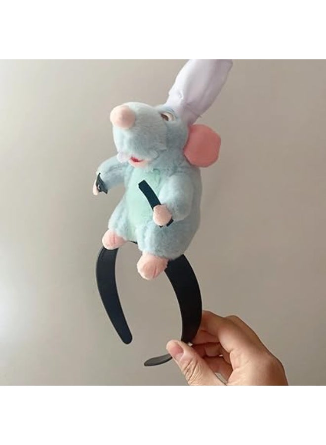 قبعة رأس فأر الطبخ، فأر مخملي، مع مشبك شعر، أزرق، لعبة طاهٍ - Image 4