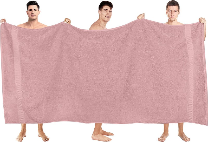 TIQH 600 GSM 100 Cotton Highly Absorbent and Quick Dry Extra Large BathBeach TowelJumbo Bath Sheet 36x72 Inches Dusty Pink - Image 1