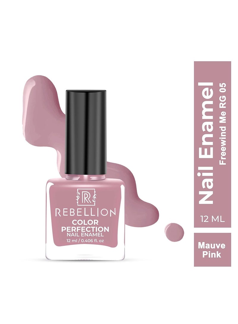Rebellion Color Perfection Nail Enamel 12ml Mauve pink Freewind me RG05 - Image 2