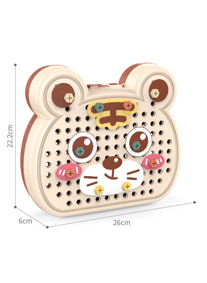 Assembled Toolbox Baby Puzzle Electric Drill Screwdriver Screw Repair Children Repair Toolbox-Color:Animal Space With Electric Drill 214PCs】 - Image 5