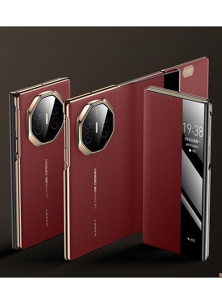 general Leather Case for Huawei Mate XT Ultimate (2024),With Smart Window,Anti-fingerprint Leather Phone Case for Mate XT Ultimate - Image 1