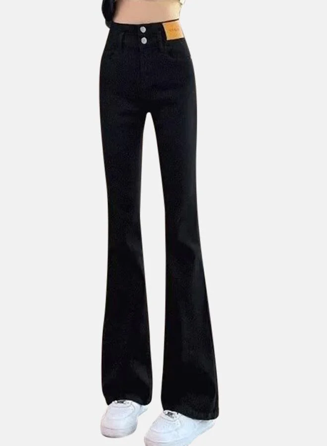 YUNIQEE Black Flared High-Rise Denim Jeans