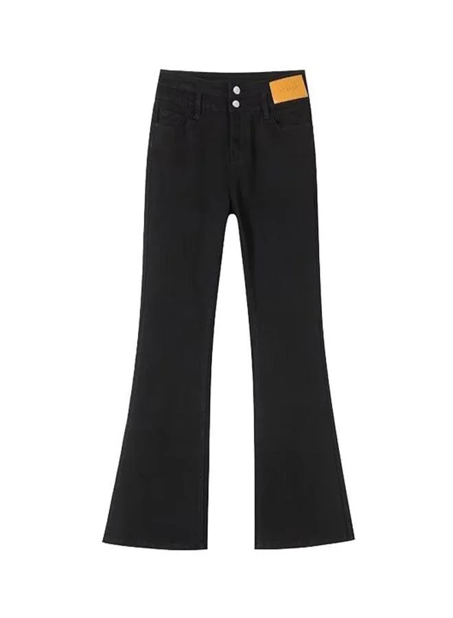 YUNIQEE Black Flared High-Rise Denim Jeans